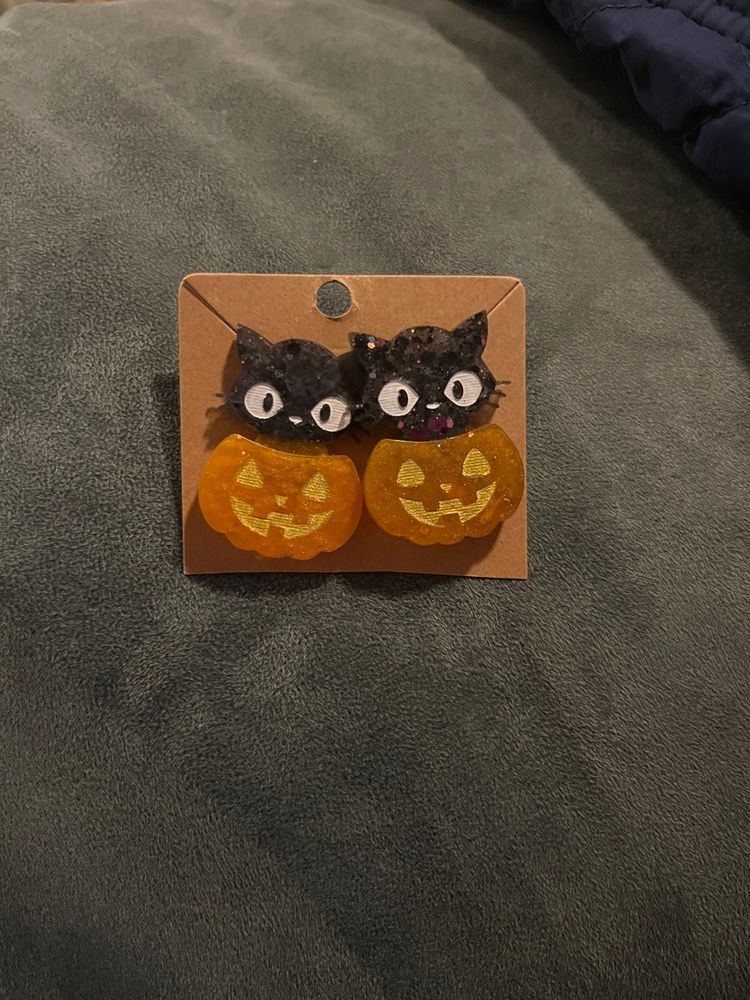 Cat pumpkin Earrings 